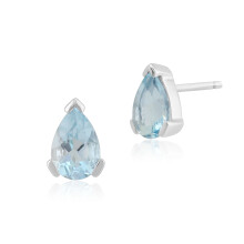 Classic Pear Aquamarine Stud Earrings in 9ct White Gold 6.5x4mm