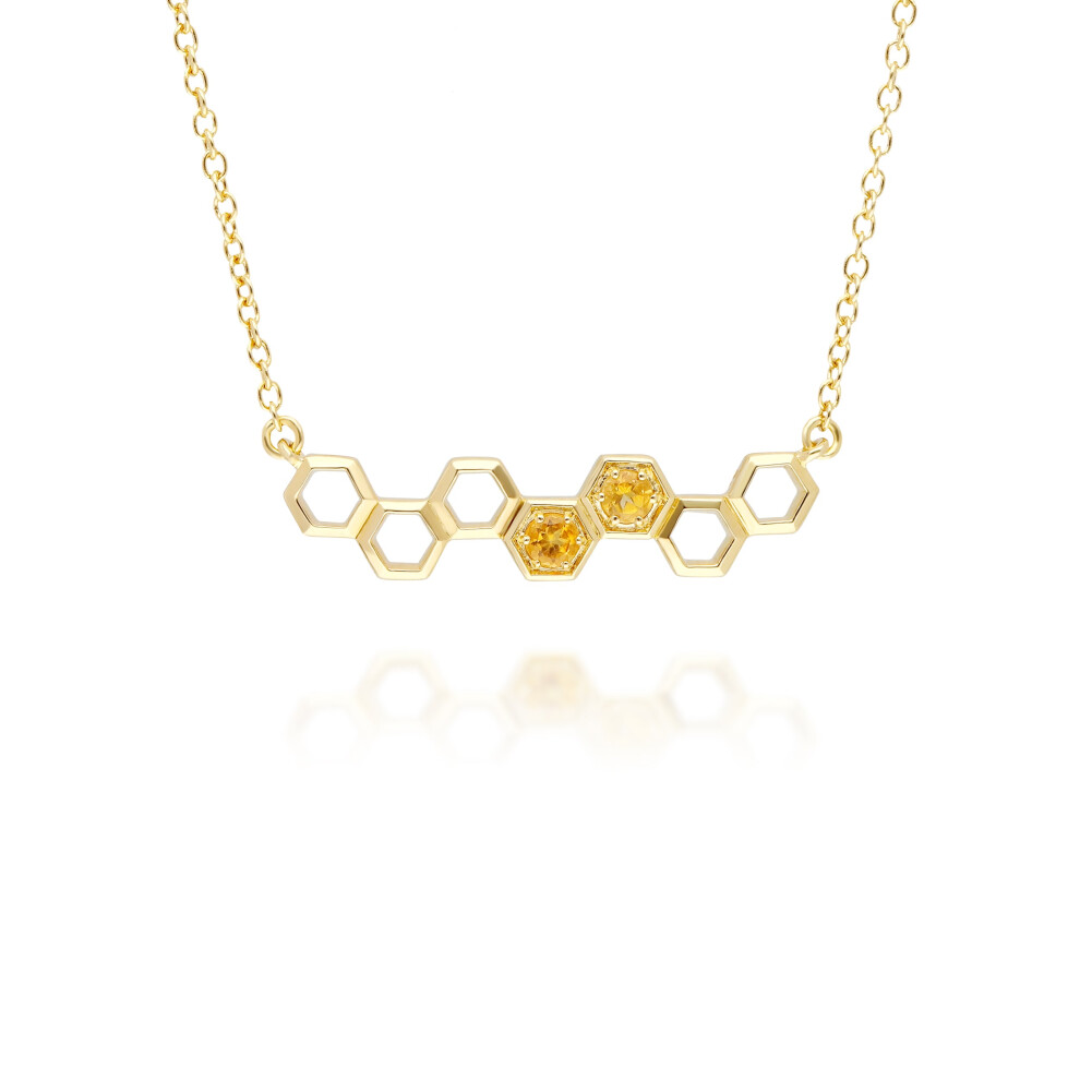 Collier à maillons en citrine inspiré du nid d'abeille en or jaune 9 carats