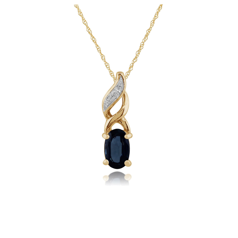 Gemondo Classic Oval Sapphire & Diamond Pendant In 9Ct Yellow Gold With Chain – 0.33Ct Sapphire, 0.004Ct Diamond (135P1573049)