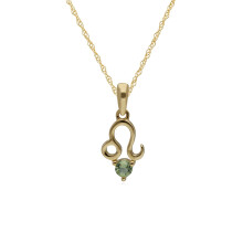Collier à breloques péridot et signe du zodiaque Lion en or jaune 9 carats