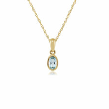 Pendentif aigue-marine ovale classique en or jaune 9 carats