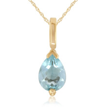 Klassischer birnenförmiger Aquamarin-Anhänger aus 9 Karat Gelbgold