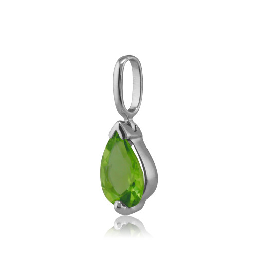 Classic Pear Peridot Pendant in 9ct White Gold 1