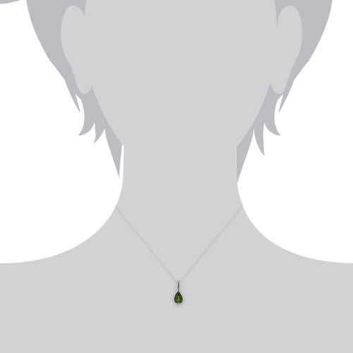 Classic Pear Peridot Pendant in 9ct White Gold 2