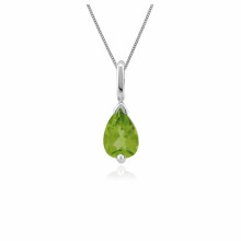 Classic Pear Peridot Pendant in 9ct White Gold