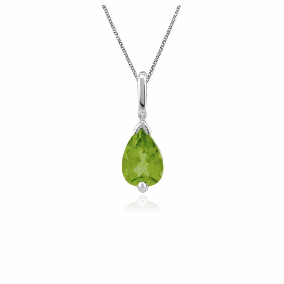 Gemondo Classic Pear Peridot Pendant In 9Ct White Gold Green