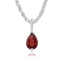 Pendentif classique en or blanc 9 carats avec grenat poire