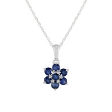 Pendentif rond en argent sterling 925 avec saphirs floraux