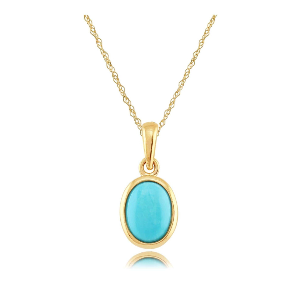 Gemondo Classic Turquoise Cabochon Pendant In 9Ct Yellow Gold Green