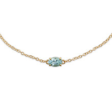 Bracelet classique en or jaune 9 carats avec pierre unique aigue-marine ovale