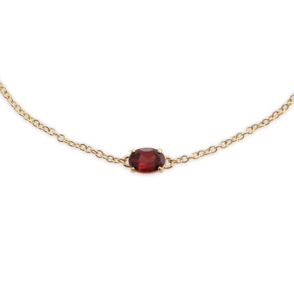 Bracelet classique en or jaune 9 carats avec pierre unique ovale en grenat