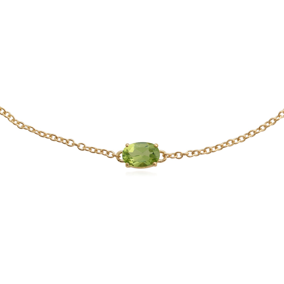 Gemondo Classic Oval Peridot Single Stone Bracelet In 9Ct Yellow Gold Green