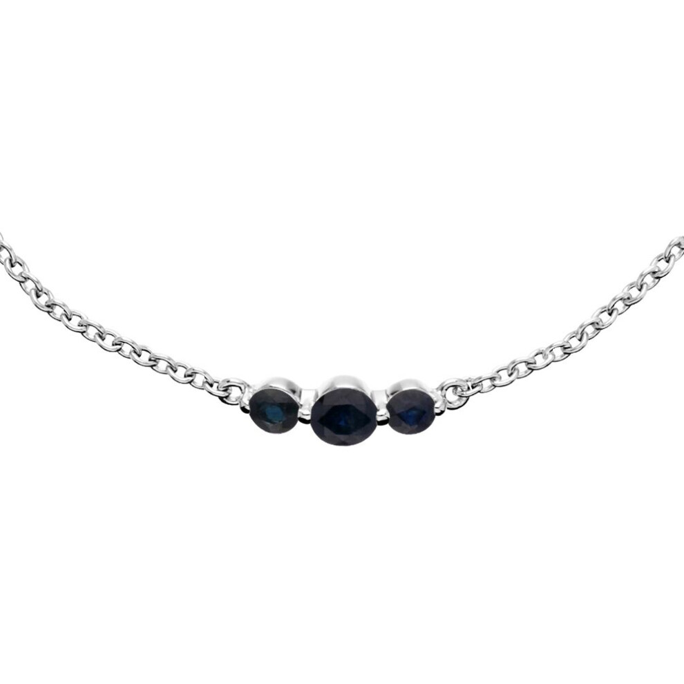 Bracelet classique en argent sterling 925 avec saphir rond dégradé à trois pierres