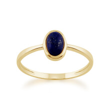 Gemondo Ring aus 9 Karat Gelbgold, 0,56 Karat Lapislazuli, Einzelstein, oval gerahmt, Größe: T