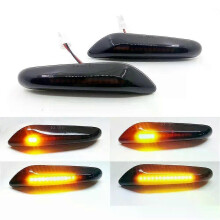 Een paar dynamische vloeiende LED-richtingaanwijzers met zijmarkeringslicht voor BMW E46 E60 E61 E90