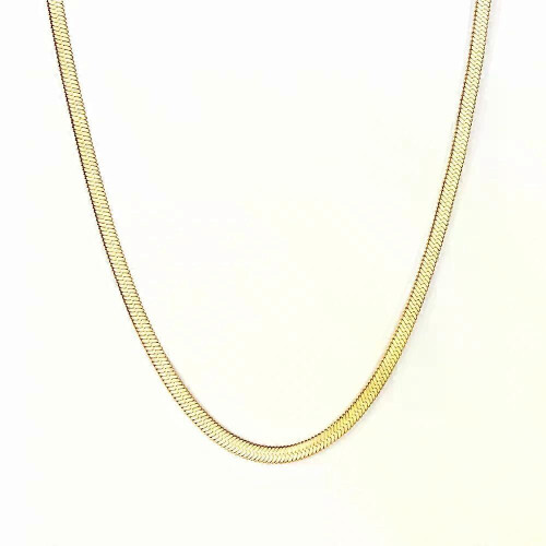 Πανκ Clavicle Flat Snake Choker Αλυσίδα κολιέ 3mm Χρυσό Χρώμα Ανοξείδω