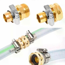 1 Set Garden Hose Repair Connector with Clamps Kit Female & Male Aluminum Water Hose End Replacement