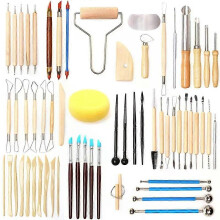 61 stuks keramische kleigereedschapset, polymeerkleigereedschap, pottenbakkersgereedschapset, houten