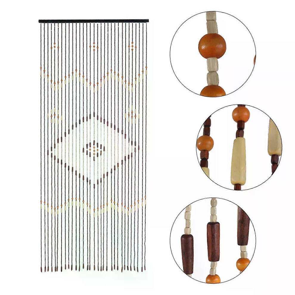 Rideau de porte en perles de bois à 31 lignes, moustiquaire, rideau en bois pour salon, 90 x 208 cm