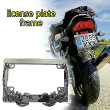 Cadres de plaque d'immatriculation de moto en plastique argenté/noir Support de plaque d'immatriculation