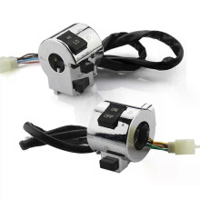1 paar rechter- en linkerzijde verchroomde bedieningsschakelaar voor 25 mm stuur GY6 bromfiets retro