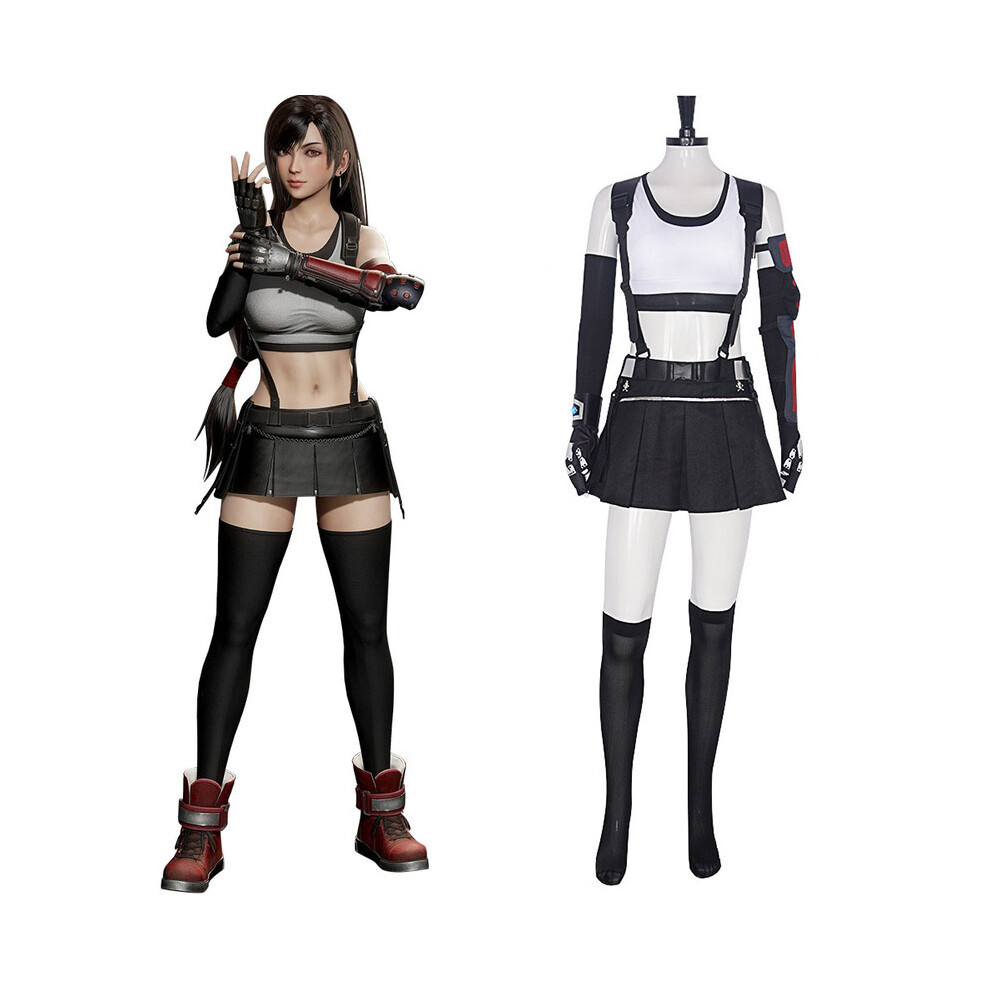 (XS) Final Cosplay Fantasy VII 7 Remake Tifa Lockhart Cosplay Halloween Carnival Costume Set for Women