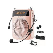 Portable Voice Amplifier for Teacher with Microphone Headset, 2000 mAh Personal Speaker, Rechargeable Support MP3 LED Screen