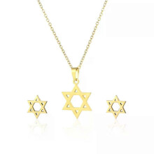 Prívesok Malá Dávidova hviezda Zlatá farba Nehrdzavejúca oceľ Hexagram Amulet Náhrdelník Súpravy náušníc