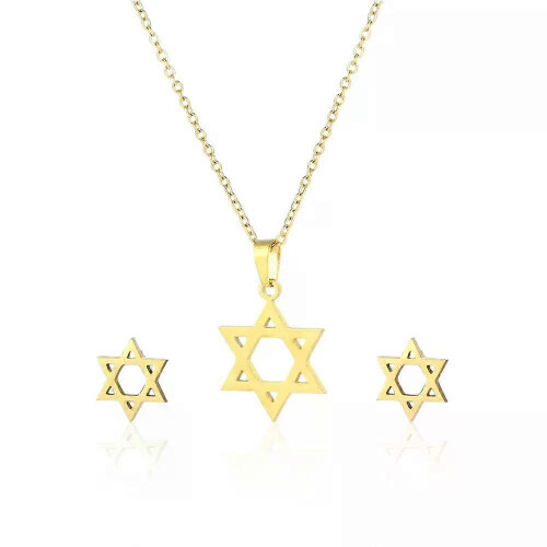 Small Star of David Κρεμαστό χρυσό χρώμα από ανοξείδωτο ατσ