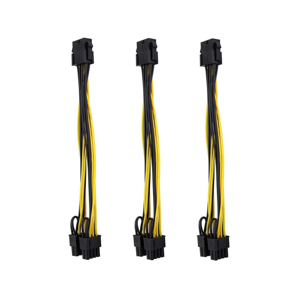 3 Packs Gpu Vga Pcie 8 Pin Female To Dual 8 Pin (6+2) Male Pci Express Adapter Splitter Power Cable 9 Inch 712145926137