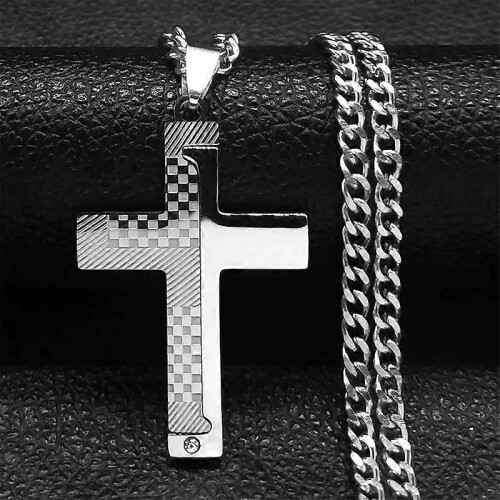 Κολιέ με αλυσίδα από ανοξείδωτο ατσάλι Splice Cross Ανδρ