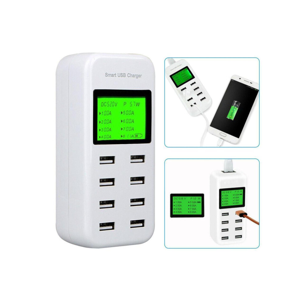 8 Port Smart Usb Charger Hub With Lcd 40W Multi-Port Usb Charging Station Usb Wall Travel Charger For Smartphone 743579470743