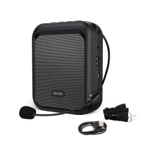 Mini Voice Amplifier Portable Rechargeable Bluetooth Speaker with Wired Microphone Headset 10W 1800mAh PA system Supports MP3 Format Audio for Teacher
