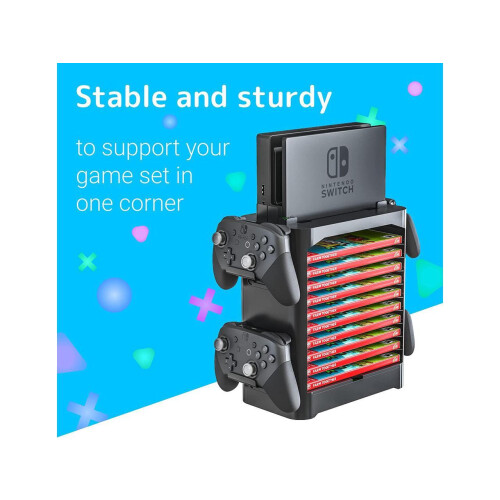 Game Storage Tower for Nintendo Switch - Nintendo Switch Game Holder Game Disk Rack and Controller Organizer Compatible with Nintendo Switch and Acces 2
