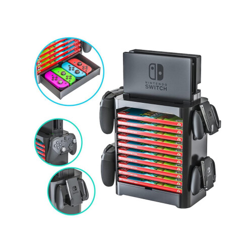 Game Storage Tower for Nintendo Switch - Nintendo Switch Game Holder Game Disk Rack and Controller Organizer Compatible with Nintendo Switch and Acces