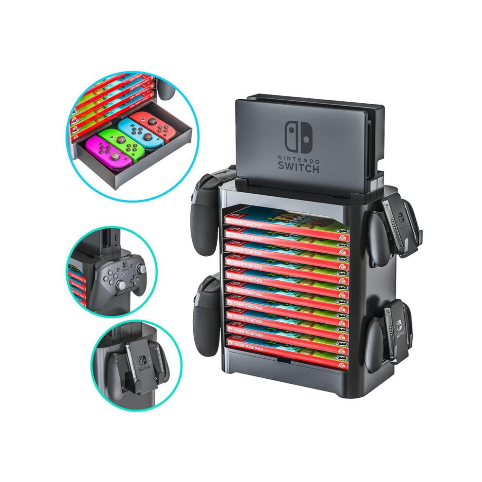 Game Storage Tower For Nintendo Switch - Nintendo Switch Game Holder Game Disk Rack And Controller Organizer Compatible With Nintendo Switch And Acces 746964722359