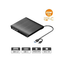 External CD/DVD Drive for Laptop USB-C & USB 3.0 CD/DVD ROM Drive Reader Writer Burner Compatible with Laptop PC MacBook Mac Windows 10/8/7 Linux OS A