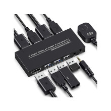 KVM Switch DisplayPort - 2 Port Displayport KVM Switch, Two Computers One Monitor Switch to Share Mouse,Keyboard,Printer,USB and Ultra HD Monitor, Sup