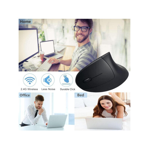 Left Handed Mouse, Wireless 2.4G USB Lefty Left Hand Ergonomic Vertical Mouse, Less Noise - Black 2
