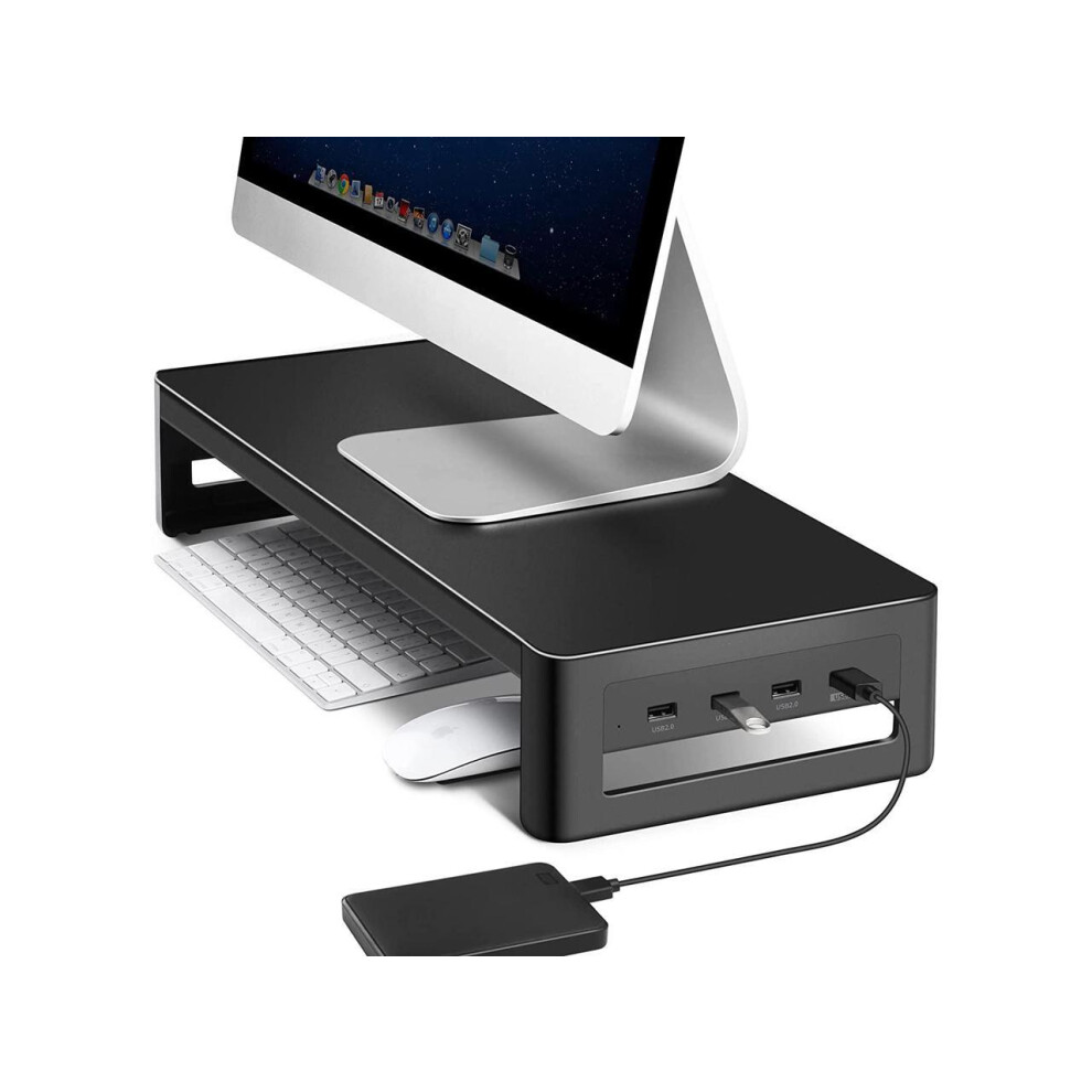 Monitor Stand Riser Metal Computer Stand With Usb 3.0 Hub Support Data Transfer And Charging Monitor Shelf Printer Stand Desk Organizer For Tv / Lapto 616288247862