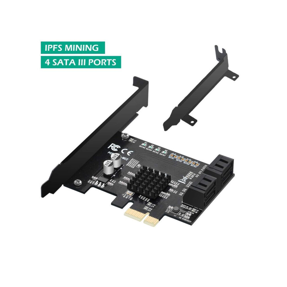 Photos - Cable (video, audio, USB) 4 Ports SATA 6G PCI Express Controller Card PCI-Express PCI-e To SATA III / SATA 3.0 Converter Expansion Controller Card Dap