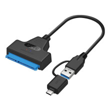 SATA 22 Pin 2.5 inch Female to USB 3.0 & Type-C Male USB-C USB 3.0 SATA Adapter Hard Disk Driver SSD Adapter Cable for MacBook & Laptop