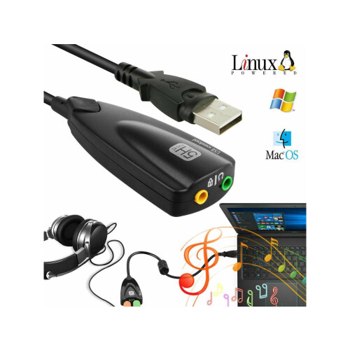 External 7.1 Channel USB Sound Card Mic Headphone Adapter Cable for PC Laptop 2