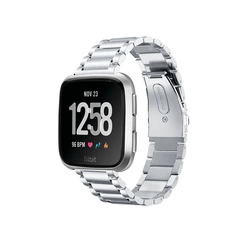 Photos - Watch Strap Metal Band For Fitbit Versa Bands Men Black Solid Stainless Steel Versa Special Edition Strap Business Bracelet for Fitbit V