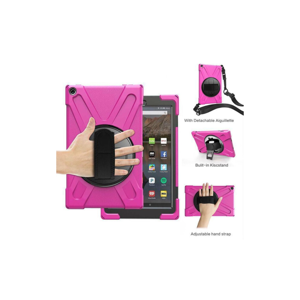 Amazon Kindle Fire Hd 10 2017 2018 2019 Case Shockproof Protective Cover With Rotating Hand Strap Carrying Shoulder Strap And Kickstand 609808274370