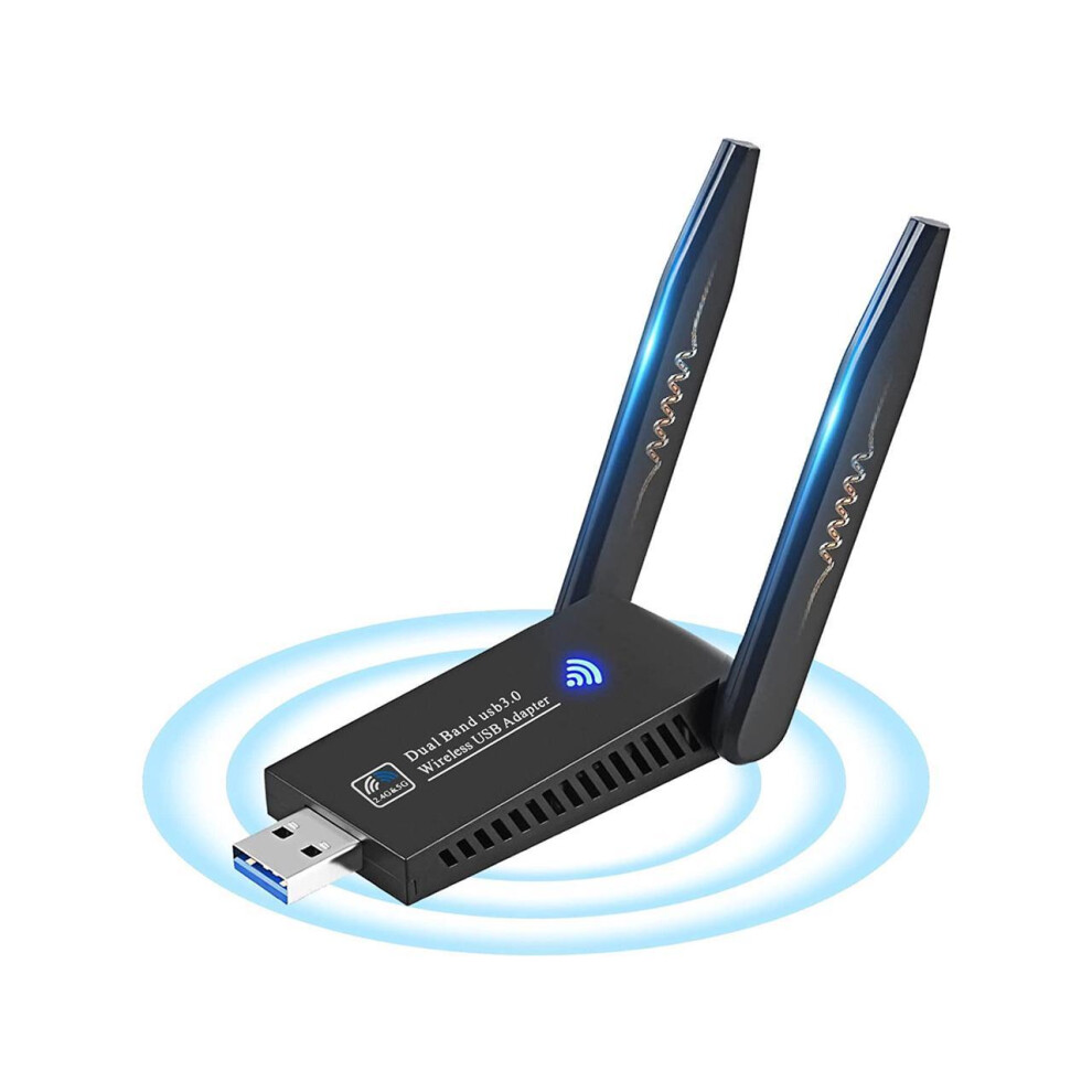 Usb Wifi Dongle 1300Mbps, Usb Wifi Adapter 802.11 Ac Dual Band 5Ghz/2.4Ghz Fast Usb 3.0 High Gain 5Dbi With Dual Antenna Network Adapter 616288248586