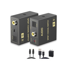 Optical to Coaxial or Coaxial to Optical Digital Audio Converter, Bi-Directional Fiber and coaxial Converter/Repeater/Splitter, with 1 Optical Cable