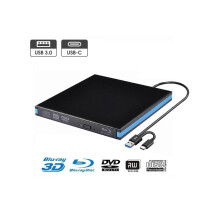 External Blu-ray Drive DVD / BD Player Read/Write Portable Blu-ray Drive USB 3.0 and Type-C DVD Burner Blu-ray Drive Compatible with Windows, Mac OS,L