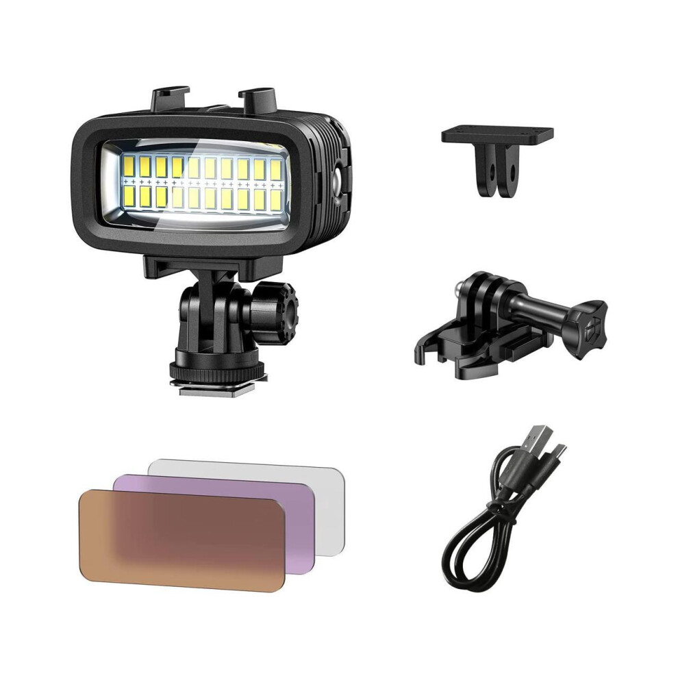 Diving Video Waterproof 40M With Hot Shoe Adapter 3 Color Filters Led Camera Fill S Underwater Photography Ing For Gopro Nikon Sony Light 616288248821