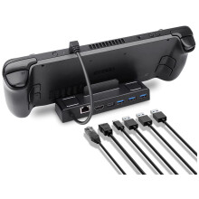 Docking Station for Valve Steam Deck, 4K 60Hz 1000Mbps LAN TV Docking Stand with HDMI 4K@60Hz, Gigabit Ethernet, 3 USB 3.0, PD 3.0 Fast Charging USB C